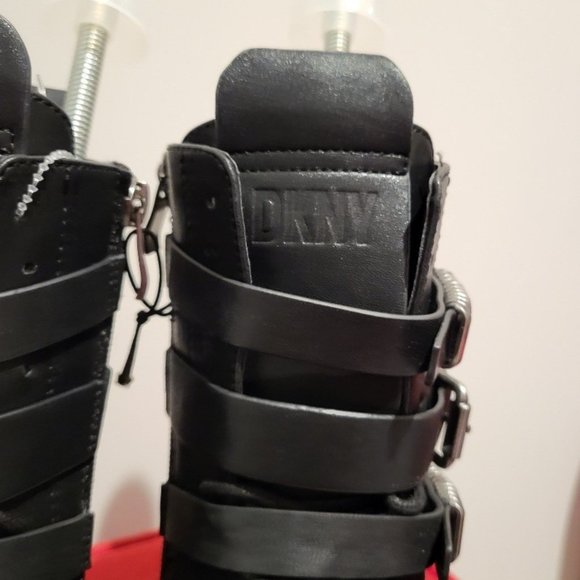 DKNY Ita Strappy Buckle Detail Leather Combat Boot - Picture 9 of 12